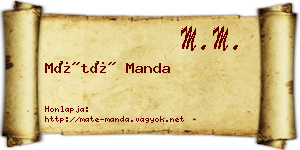 Máté Manda névjegykártya